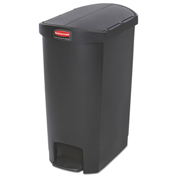 Rubbermaid&#174; Commercial Slim Jim&#174; Resin Step-On Container, End Step Style, 13 gal, Black