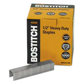 Bostitch Heavy-Duty Premium Staples, 1/2&quot; Leg Length, 5000/Box