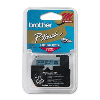 Brother P-Touch M Series Tape Cartridge for P-Touch Labelers, 3/8w, Black on Blue