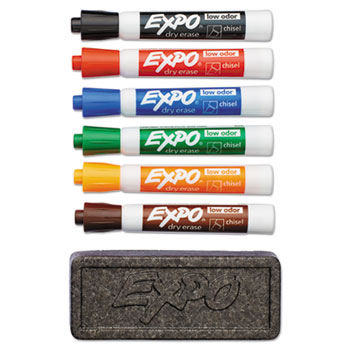 EXPO&#174; Dry Erase Marker &amp; Organizer Kit, Chisel Tip, Assorted, 6/ST