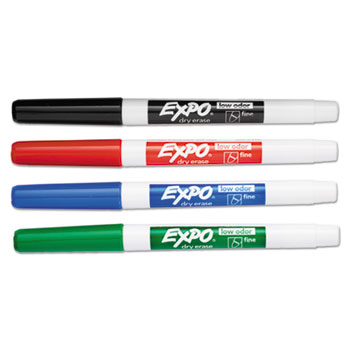 EXPO&#174; Low Odor Dry Erase Marker, Fine Point, Assorted, 4/Set