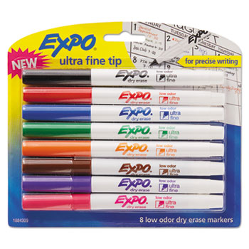 EXPO&#174; Low-Odor Dry-Erase Marker, Ultra Fine Point, Assorted, 8/Set