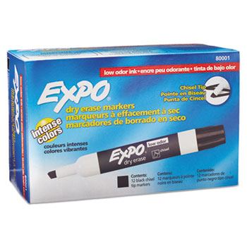 EXPO&#174; Low Odor Dry Erase Marker, Chisel Tip, Black, DZ