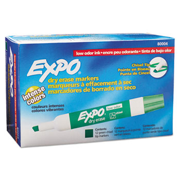 EXPO&#174; Low Odor Dry Erase Marker, Chisel Tip, Green, DZ
