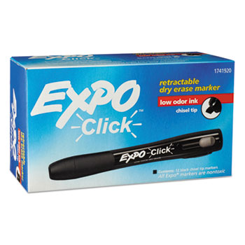 EXPO&#174; Click Dry Erase Markers, Chisel Tip, Black, Dozen