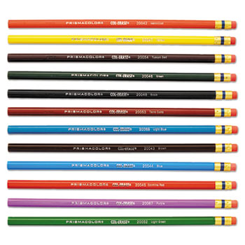 Prismacolor&#174; Col-Erase Colored Woodcase Pencils w/ Eraser, 12 Assorted Colors/Set