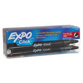 EXPO&#174; Click Dry Erase Markers, Fine Tip, Black, Dozen