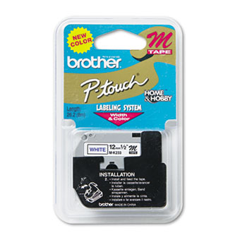 Brother P-Touch M Series Tape Cartridge for P-Touch Labelers, 1/2w, Blue on White