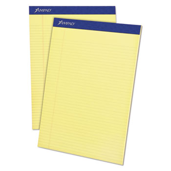 Ampad™ Mead Legal Ruled Pad, 8 1/2 x 11, Canary, 50 Sheets, 4 Pads/Pack