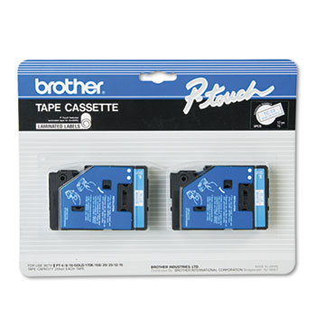 Brother P-Touch TC Tape Cartridges for P-Touch Labelers, 1/2w, Blue on White, 2/Pack