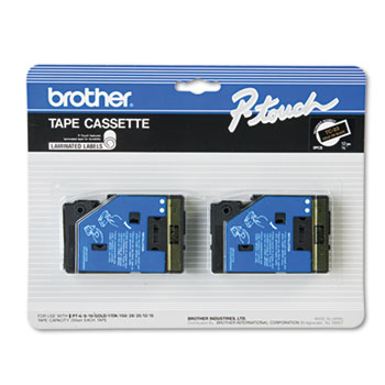 Brother P-Touch TC Tape Cartridges for P-Touch Labelers, 1/2w, Gold on Black, 2/Pack