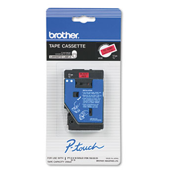 Brother P-Touch TC Tape Cartridge for P-Touch Labelers, 1/2w, Black on Red