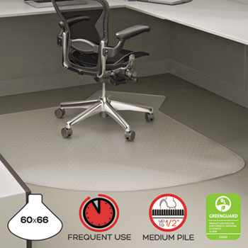 deflecto&#174; SuperMat Frequent Use Chair Mat for Medium Pile Carpet, 60 x 66 w/Lip, Clear