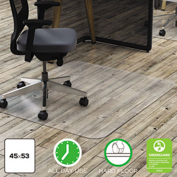 deflecto&#174; Polycarbonate All Day Use Chair Mat for All Carpet Types, 45&quot; x 53&quot;, Clear