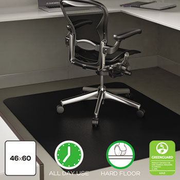 deflecto&#174; EconoMat Anytime Use Chair Mat for Hard Floor, 45 x 53, Black