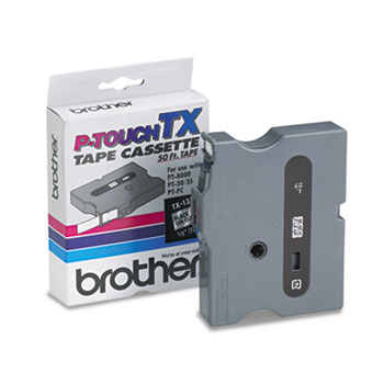 Brother P-Touch TX Tape Cartridge for PT-8000, PT-PC, PT-30/35, 1/2w, Black on Clear