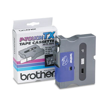 Brother P-Touch TX Tape Cartridge for PT-8000, PT-PC, PT-30/35, 3/4w, Black on Clear