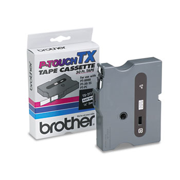 Brother P-Touch TX Tape Cartridge for PT-8000, PT-PC, PT-30/35, 1/4w, Black on White