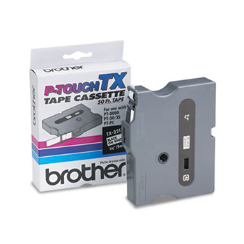 Brother P-Touch TX Tape Cartridge for PT-8000, PT-PC, PT-30/35, 3/8w, Black on White