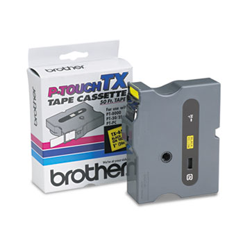 Brother P-Touch TX Tape Cartridge for PT-8000, PT-PC, PT-30/35, 1w, Black on Yellow
