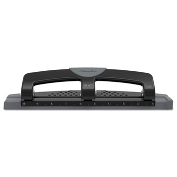 Swingline&#174; 12-Sheet SmartTouch Three-Hole Punch, 9/32&quot; Holes, Black/Gray