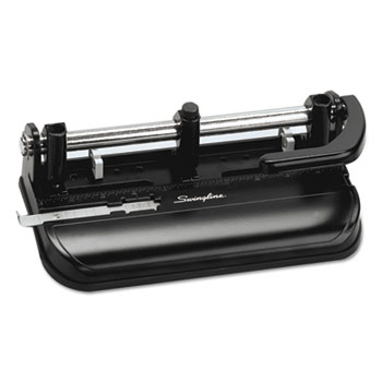Swingline&#174; 32-Sheet Lever Handle Two- to Seven-Hole Punch, 9/32&quot; Holes, Black