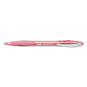 BIC Atlantis Ballpoint Retractable Pen, Pink Ink, Medium, 1mm, 4/Pack