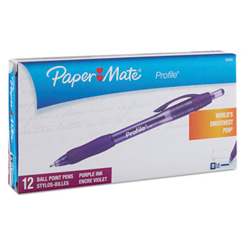 Paper Mate&#174; Profile Ballpoint Retractable Pen, Purple Ink, Bold, Dozen