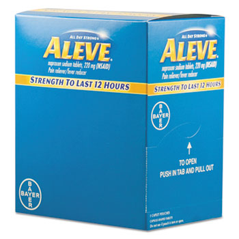 Aleve Pain Reliever Tablets, 1/Pack, 50 Packs/Box
