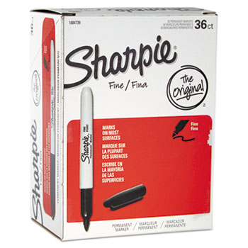 Sharpie Fine Point Permanent Marker, Black, 36/Pack