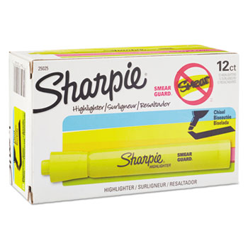 Sharpie Accent Tank Style Highlighter, Chisel Tip, Fluorescent Yellow, DZ