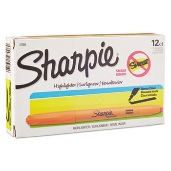 Sharpie Accent Pocket Style Highlighter, Chisel Tip, Fluorescent Orange, Dozen