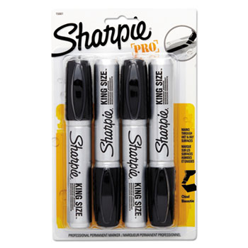Sharpie King Size Permanent Markers, Black, 4/Pack