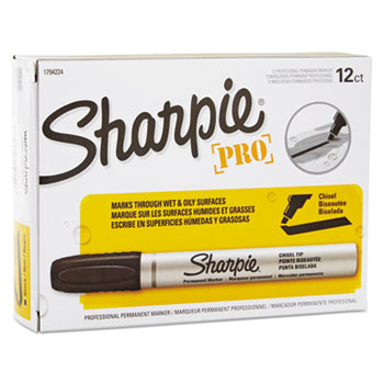 Sharpie Pro Permanent Marker, Chisel Tip, Black, Open Stock, Dozen