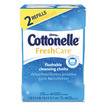 Cottonelle&#174; Fresh Care Flushable Cleansing Cloths, White, 3.73 x 5.5, 84/Pack, 8 Pk/Ctn