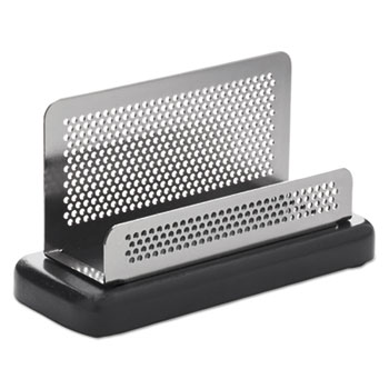 Rolodex Distinctions Business Card Holder, Capacity 50 2 1/4 x 4 Cards, Metal/Black