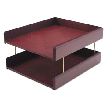 Carver Hardwood Double Letter Desk Tray, Two Tier, Mahogany