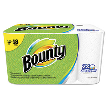 Bounty Perforated Towel Rolls, 11 x 10 2/5, White, 66 Sheets/Roll, 12/Carton
