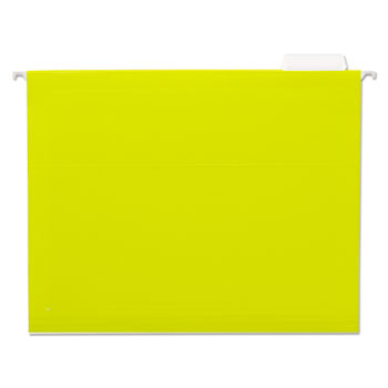 Universal Deluxe Bright Color Hanging File Folders, Letter Size, 1/5-Cut Tab, Yellow, 25/Box