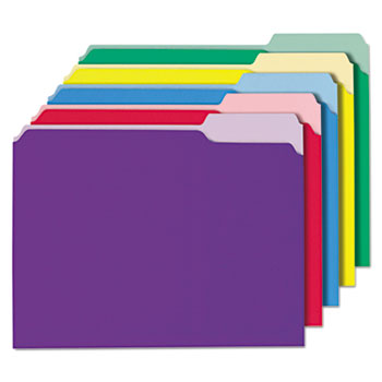 Universal Interior File Folders, 1/3-Cut Tabs: Assorted, Letter Size, 11-pt Stock, Assorted Colors, 100/Box