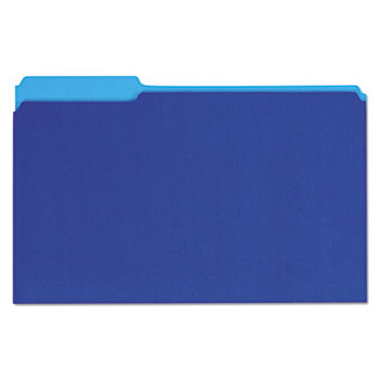Universal Interior File Folders, 1/3-Cut Tabs: Assorted, Legal Size, 11-pt Stock, Blue, 100/Box