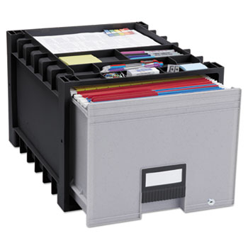 Storex Archive Drawer for Letter Files Storage Box, 18&quot; Depth, Black/Gray