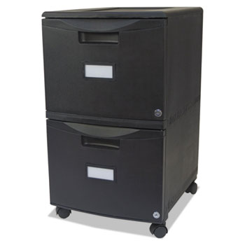 Storex Two-Drawer Mobile Filing Cabinet, 14-3/4w x 18-1/4d x 26h, Black