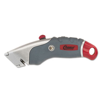 Clauss&#174; Titanium Auto-Retract Utility Knife, Gray/Red, 2 3/10&quot; Blade