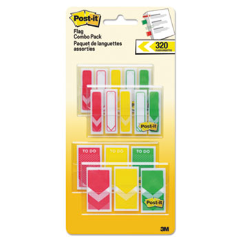 Post-it Flags, 1/2&quot; and 1&quot; Prioritization Page Flag Value Pack, Red/Yellow/Green, 320/Pack