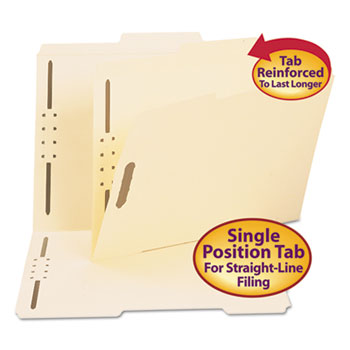 Smead Folder, Two Fasteners, 2/5 Cut Right Center, Top Tab, Letter, Manila, 50/Box