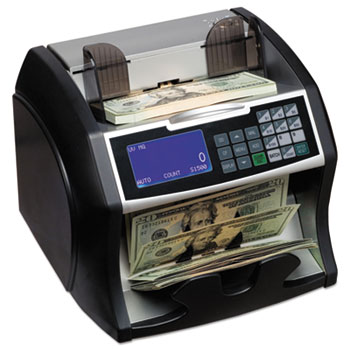 Royal Sovereign Electric Bill Counter w/Counterfeit Detection, 900-1400 Bills/Min, Black/Silver