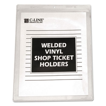 C-Line&#174; Clear Vinyl Shop Ticket Holder, Both Sides Clear, 15&quot;, 8 1/2 x 11, 50/BX