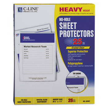 C-Line&#174; Top-Load No-Hole Polypropylene Sheet Protector, Heavyweight, Clear, 2&quot;, 25/Box