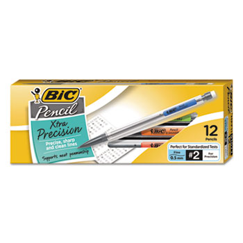 BIC Xtra-Precision Mechanical Pencil, 0.5 mm, HB (#2.5), Black Lead, Clear Barrel, Dozen